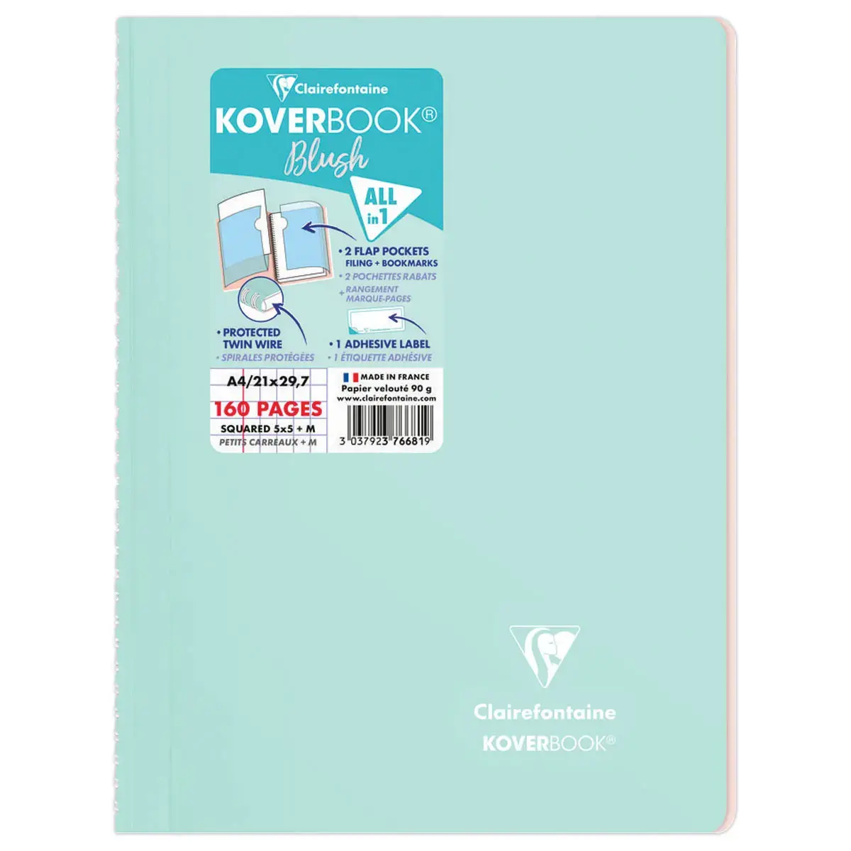 Cahier spirale KOVERBOOK Blush A4 160 pages,5X5,90g