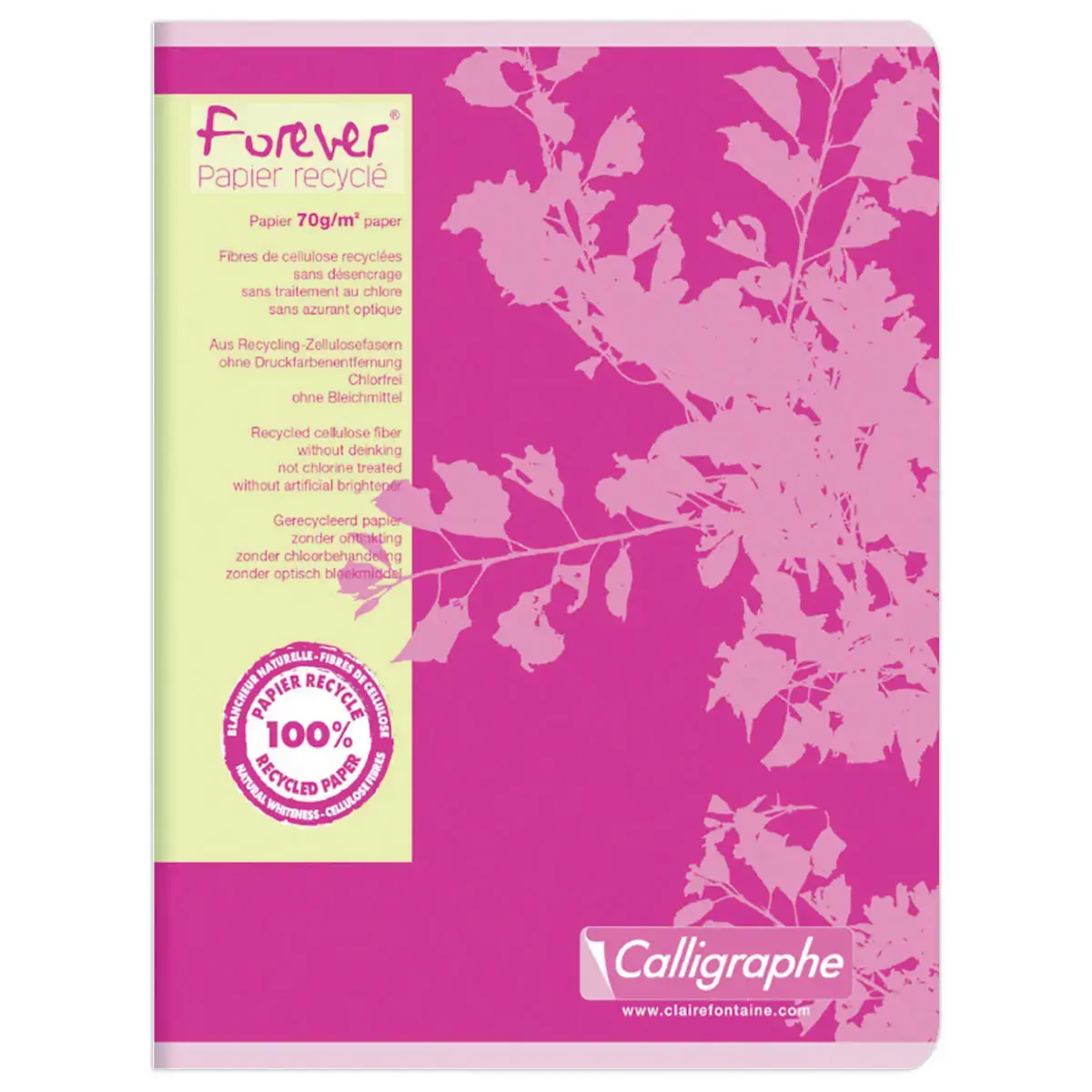 Cahier piqu&eacute; recycl&eacute; 17x22cm, 70g, Seyes, 96 pages 