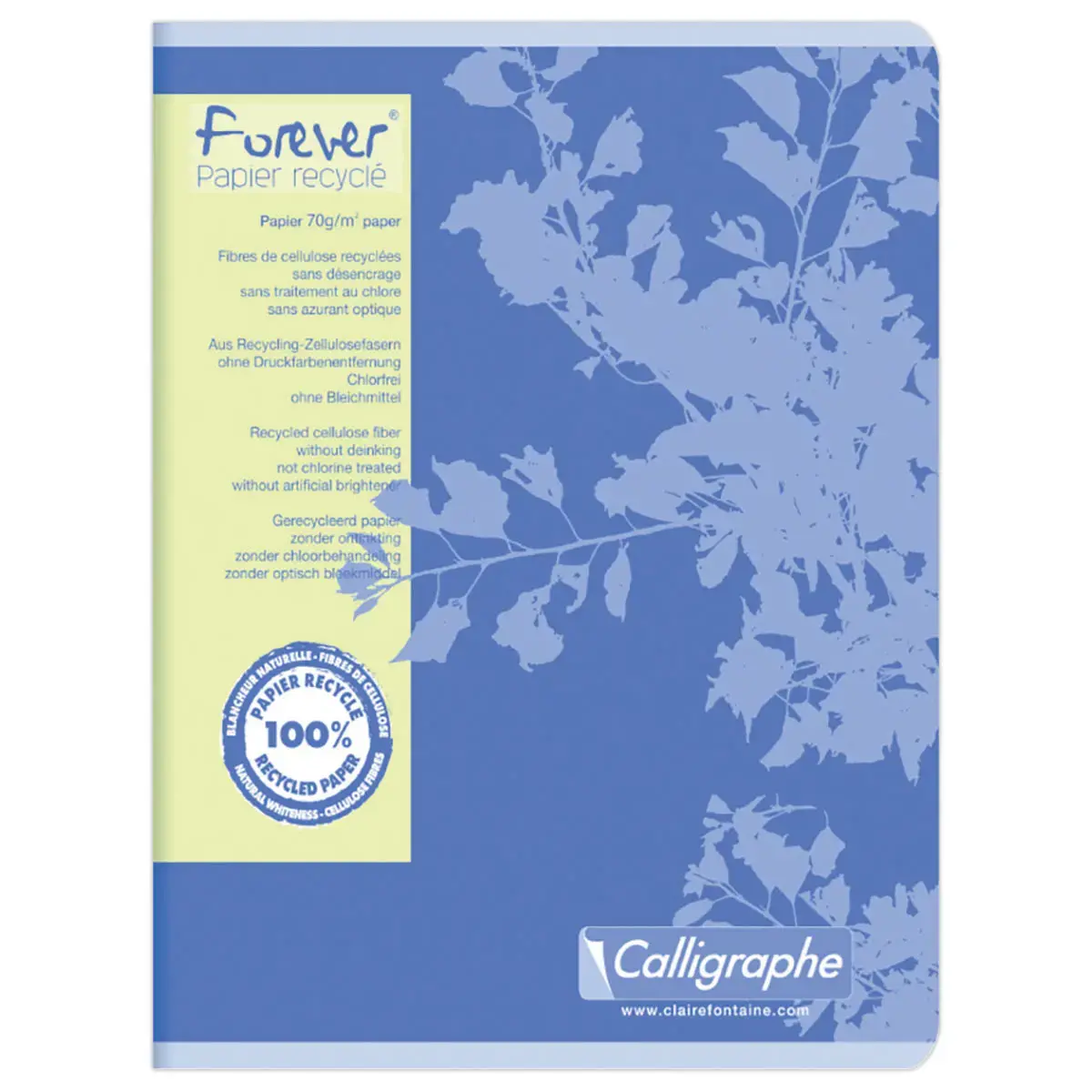 Cahier piqu&eacute; recycl&eacute; 17x22cm, 70g, Seyes, 96 pages 