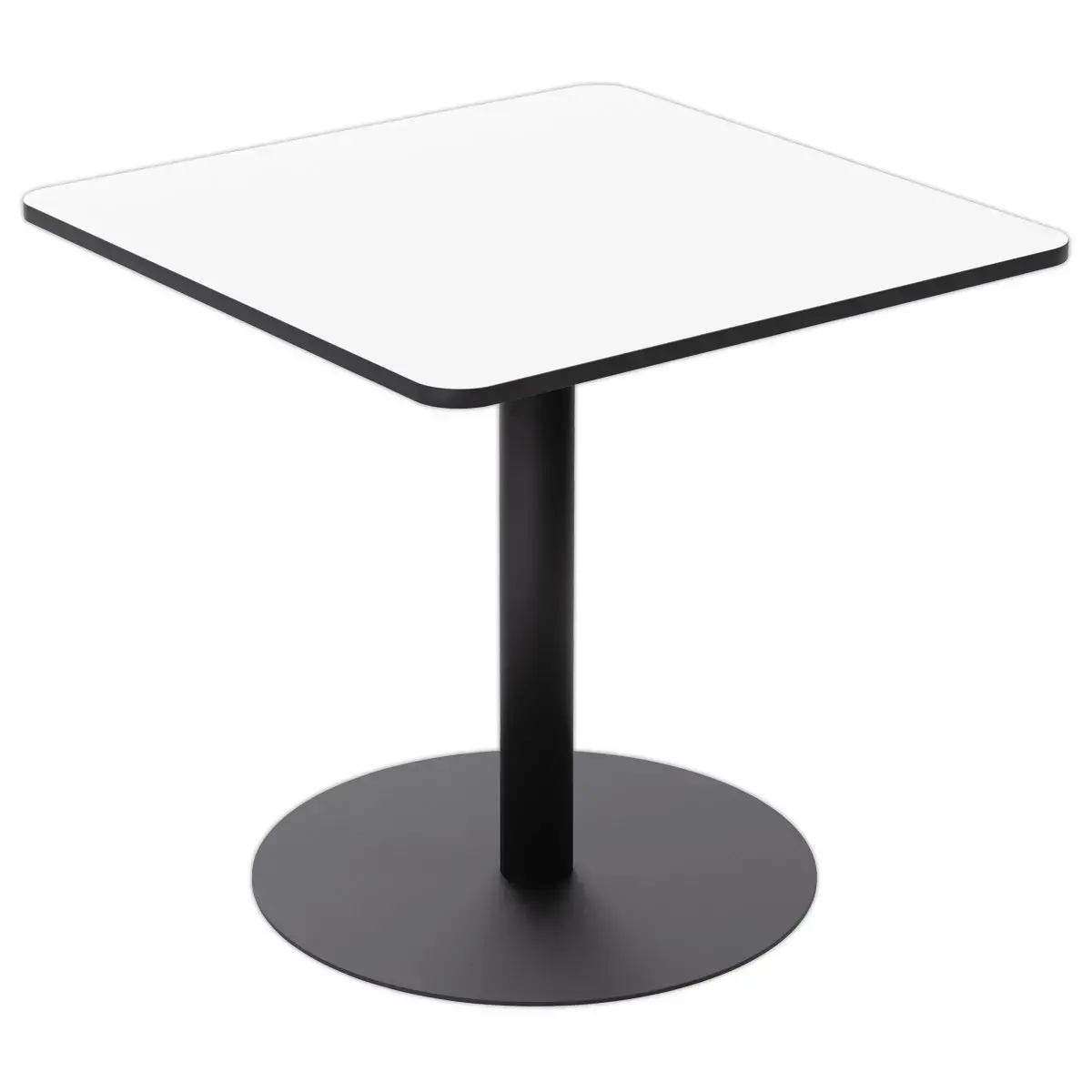 Table de restauration stratifi&eacute;e carr&eacute;e- 80x 80 cm - blanc pieds noirs 