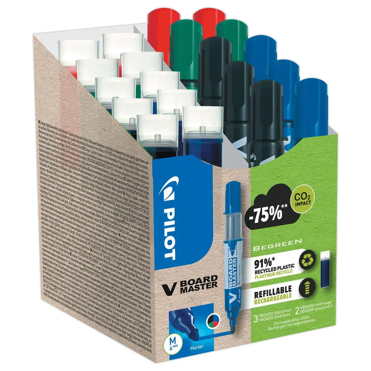 10 Recharges (dont 5 gratuites) marqueurs effaçables tableau blanc Begreen - PILOT