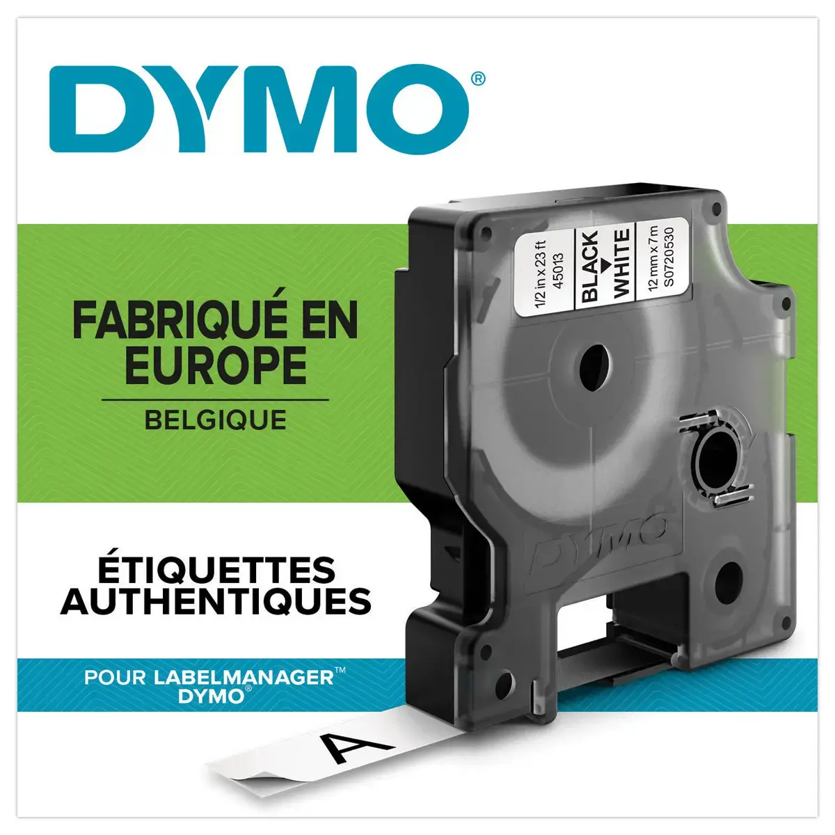 10 Rubans pour titreuse D1 - 12 mm - Impression noir sur fond blanc - Dymo