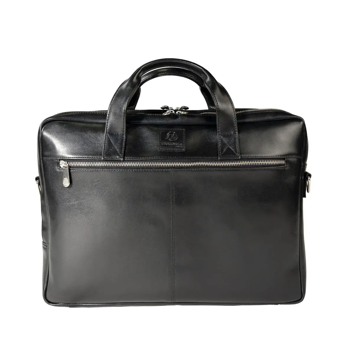 Sacoche ordinateur double compartiments Exactive en cuir noir 15.6"