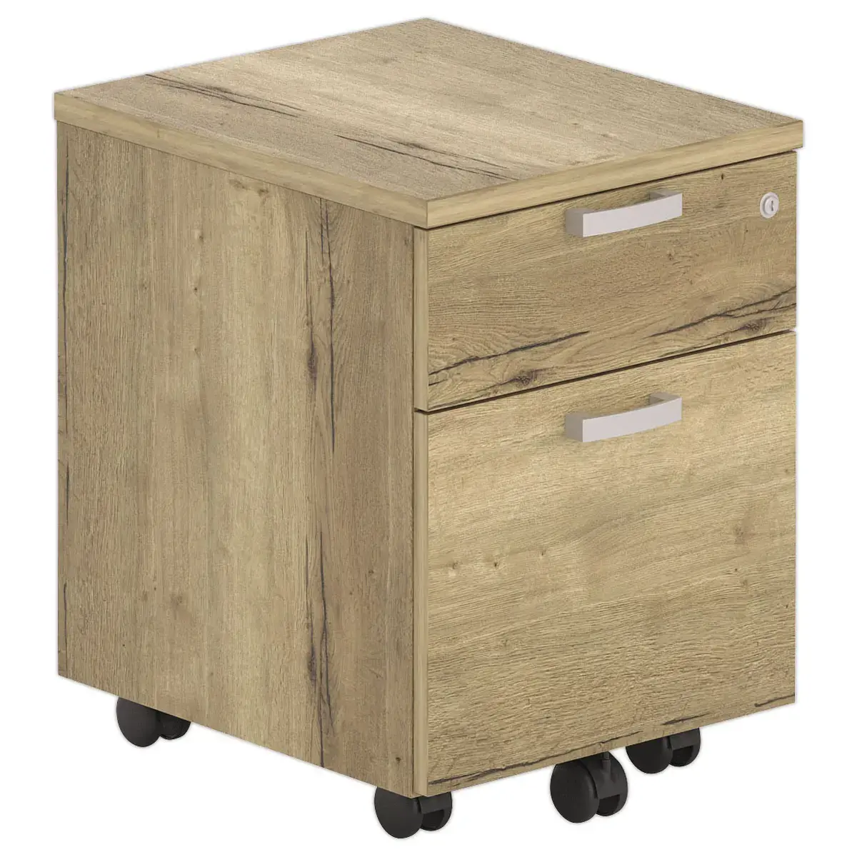Caisson mobile mélamine 2 tiroirs 1 plumier Chêne veiné