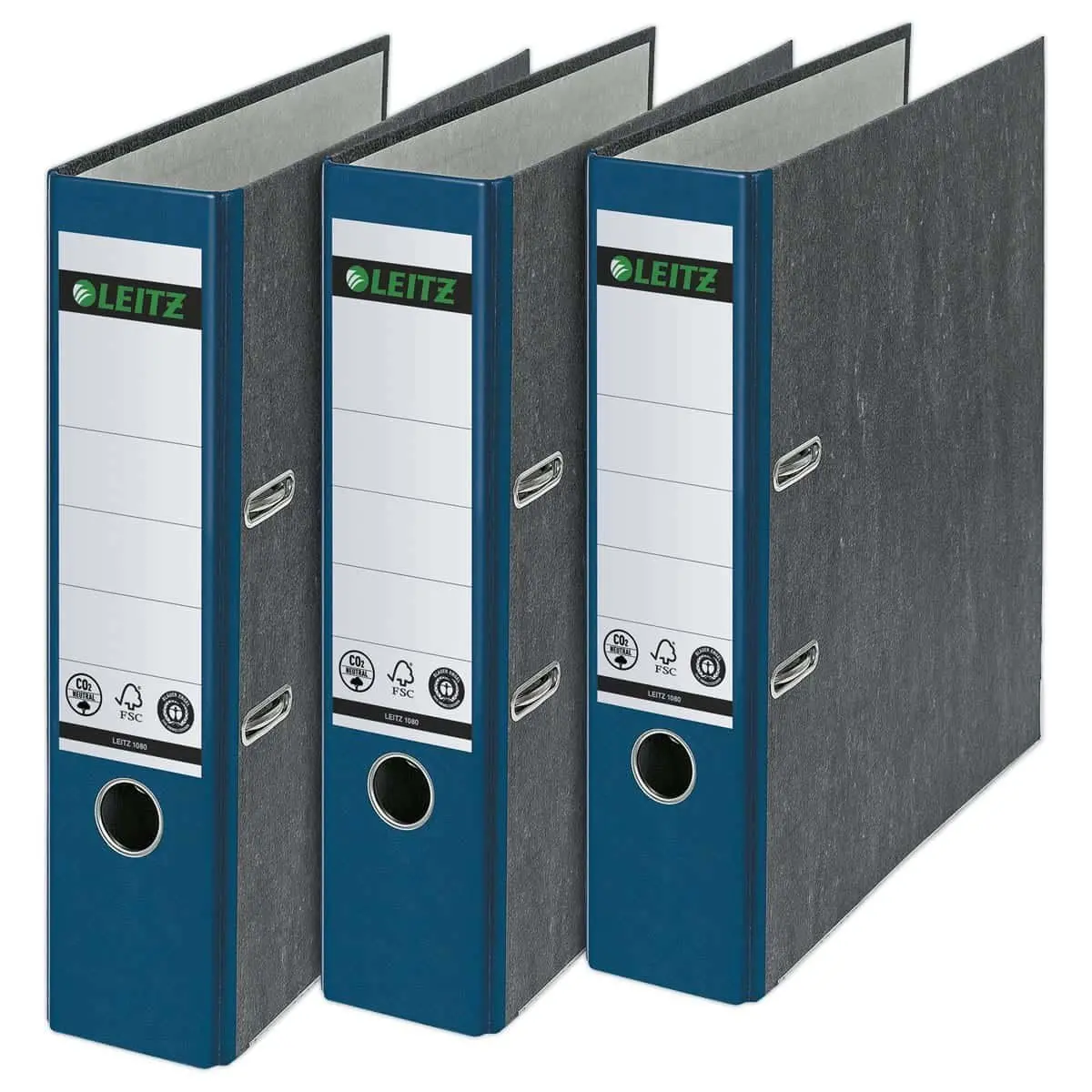 Classeurs &agrave; levier carton marbr&eacute; - Dos 8 cm  - bleu - LEITZ 