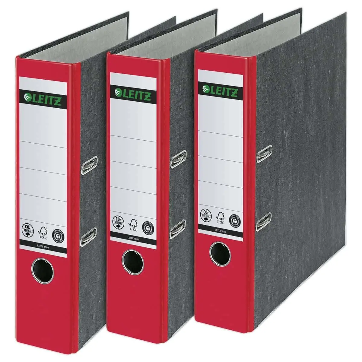 Classeurs à levier carton marbré - Dos 8 cm - rouge - LEITZ