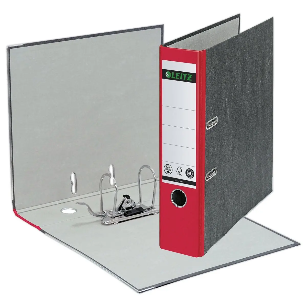 Classeurs à levier carton marbré - Dos 8 cm - rouge - LEITZ