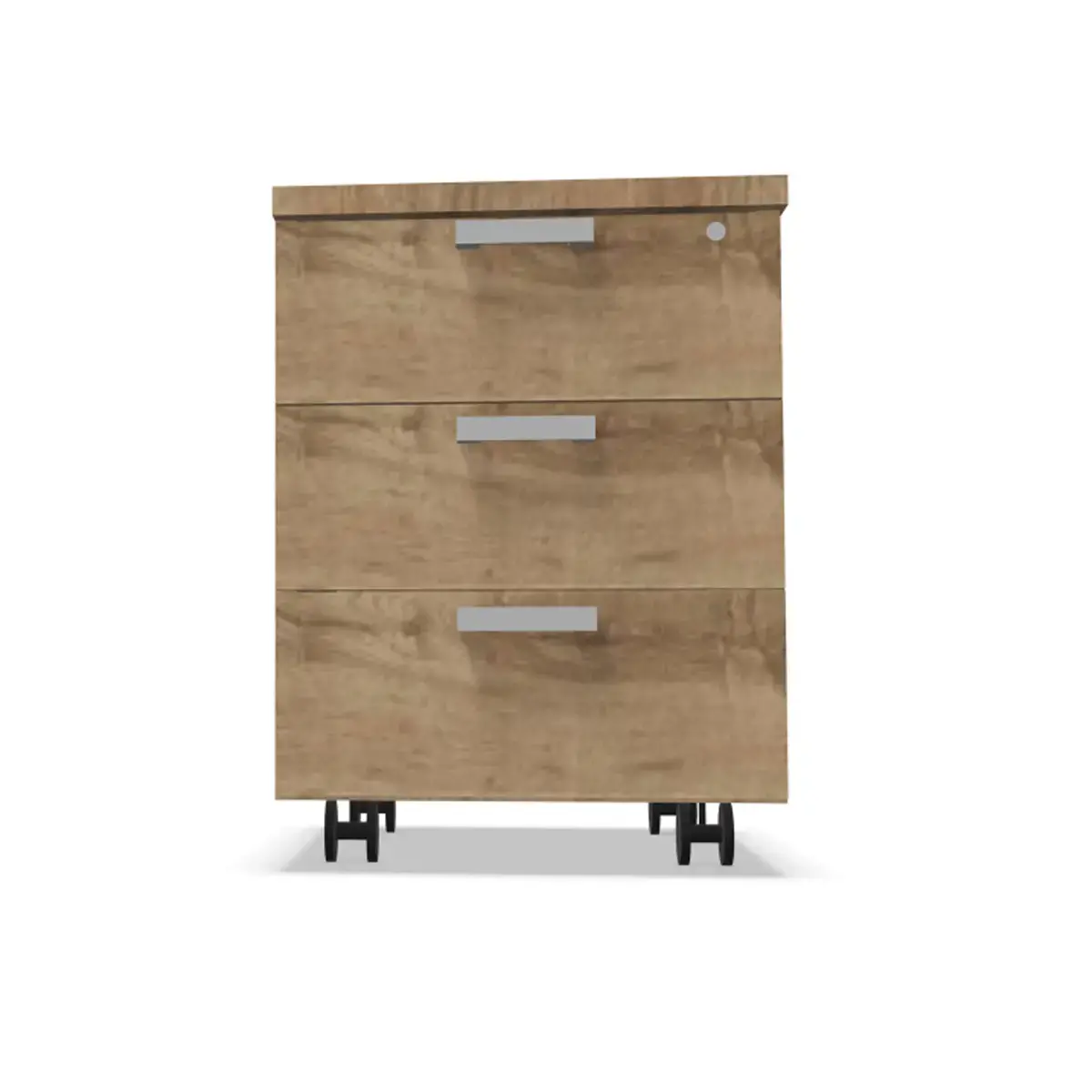 Caisson mobile 3 tiroirs - Ch&ecirc;ne vein&eacute; et m&eacute;lamin&eacute; - Mont&eacute; - Fiducial 