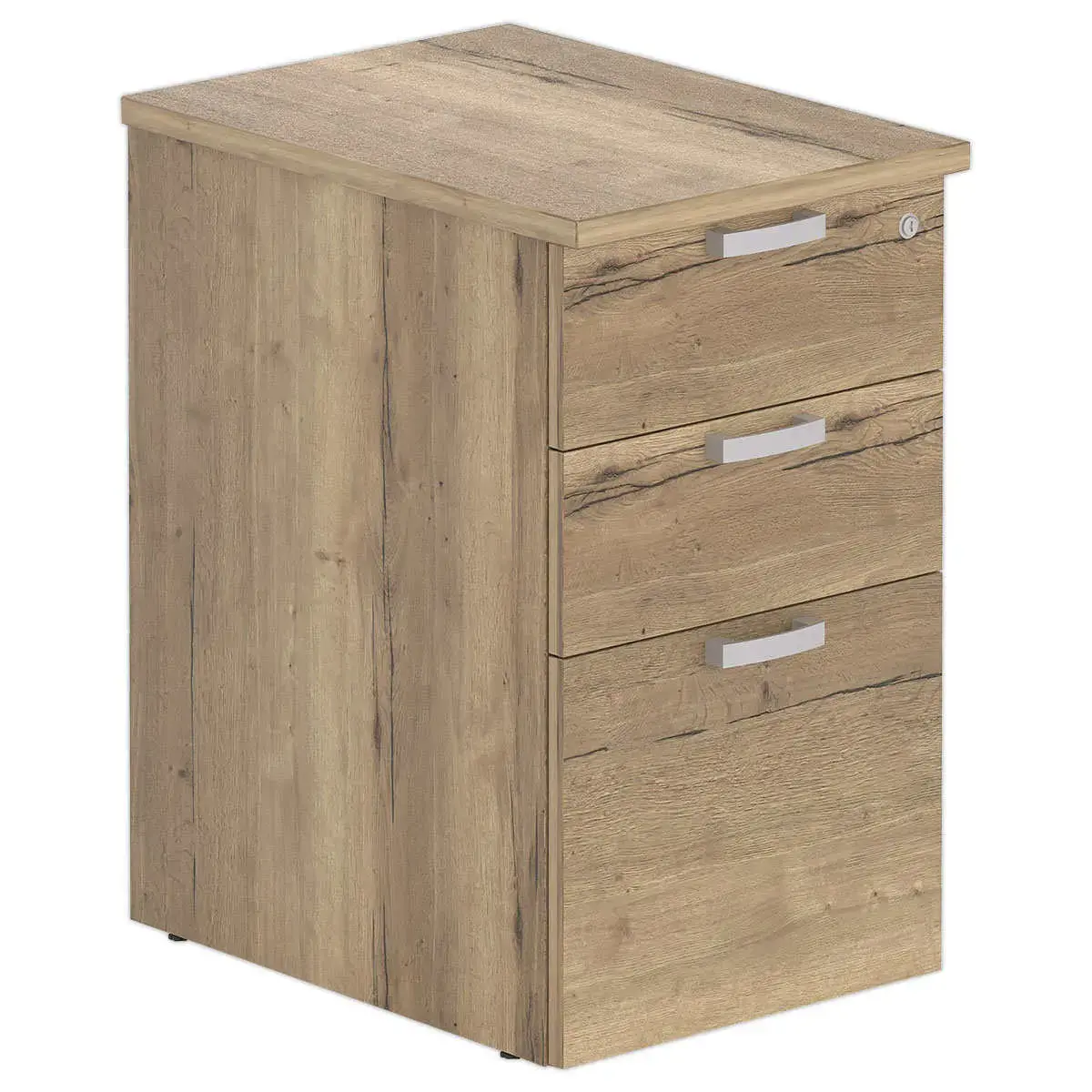 Caisson 3 tiroirs - Ch&ecirc;ne vein&eacute; - P 80 cm 