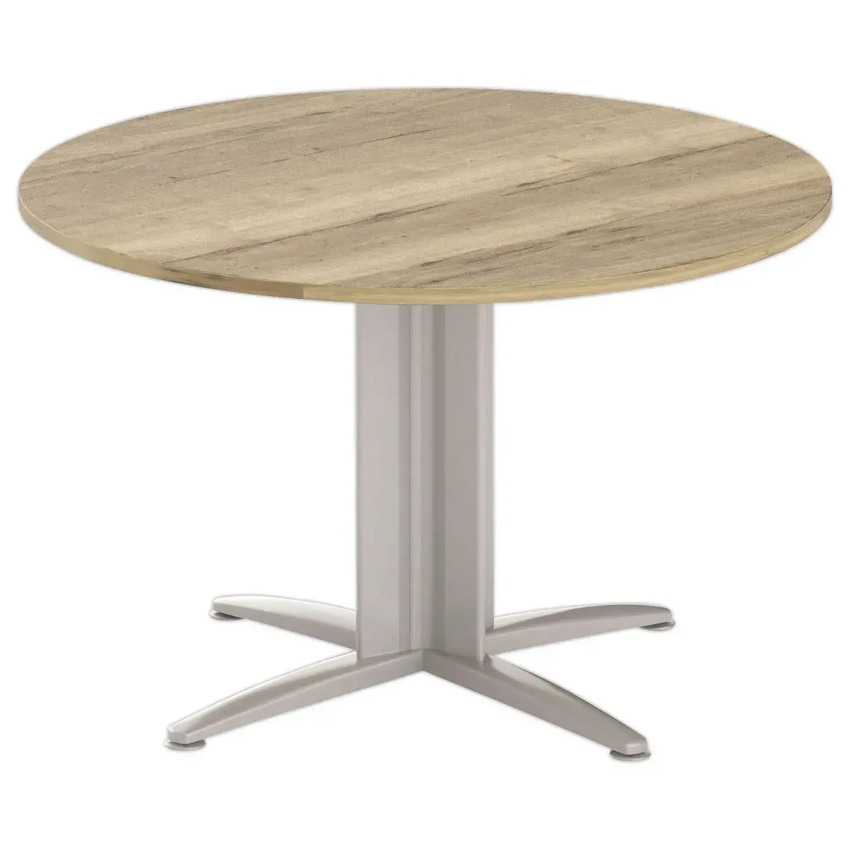 Table r&eacute;union ronde diam. 116 cm ch&ecirc;ne vein&eacute;/aluminium 