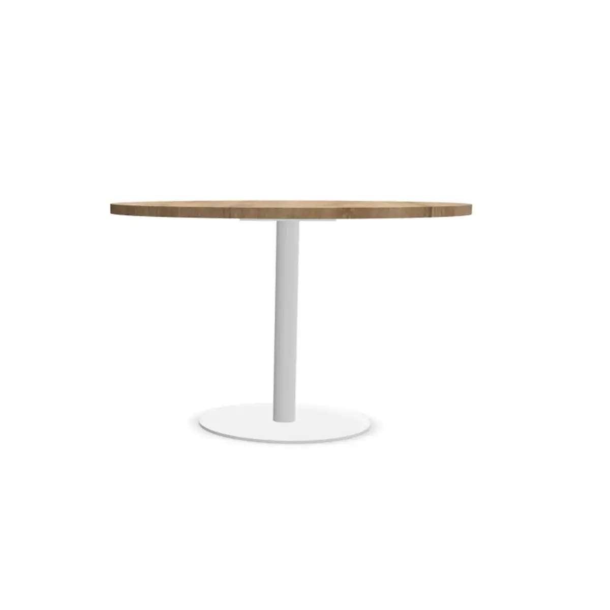 Table ronde diam 116 cm plateau chêne veiné pied tulipe blanc