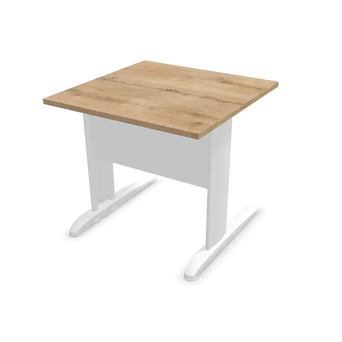 Table 80 x 80 chêne veiné - pieds blanc Fiducial