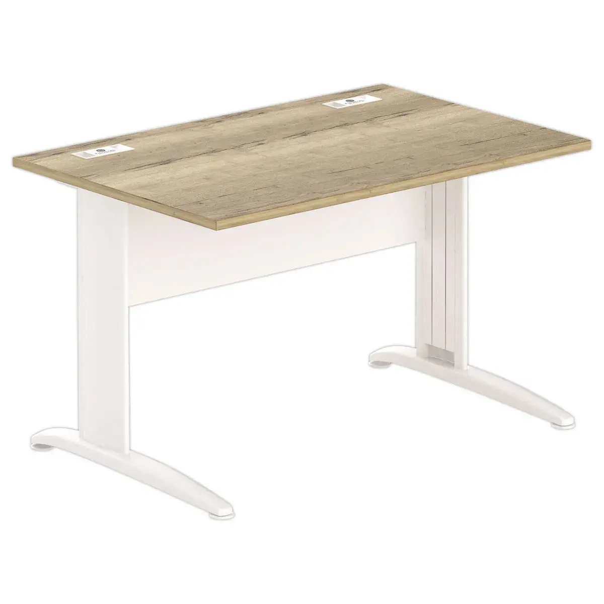 Bureau Buenos Aires - Plateau chêne veiné et pieds blancs - 120x80 cm