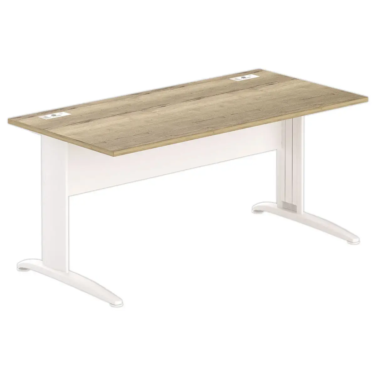 Bureau Buenos Aires - 160 x 80 cm - Plateau chêne veiné et pieds blancs - FIDUCIAL OFFICE SOLUTIONS