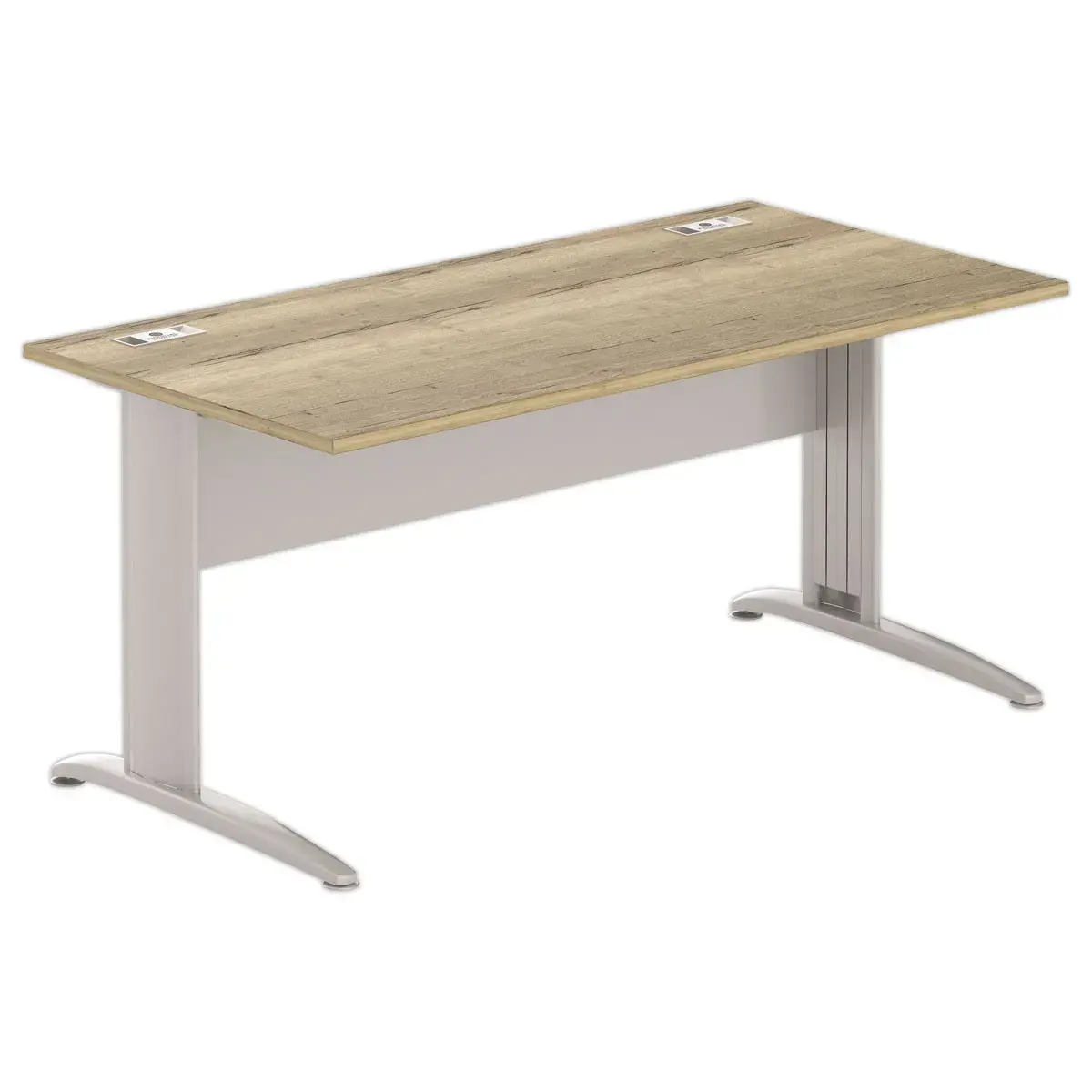 Bureau Buenos Aires - 160 x 80 cm - Plateau chêne veiné et pieds alu - FIDUCIAL OFFICE SOLUTIONS