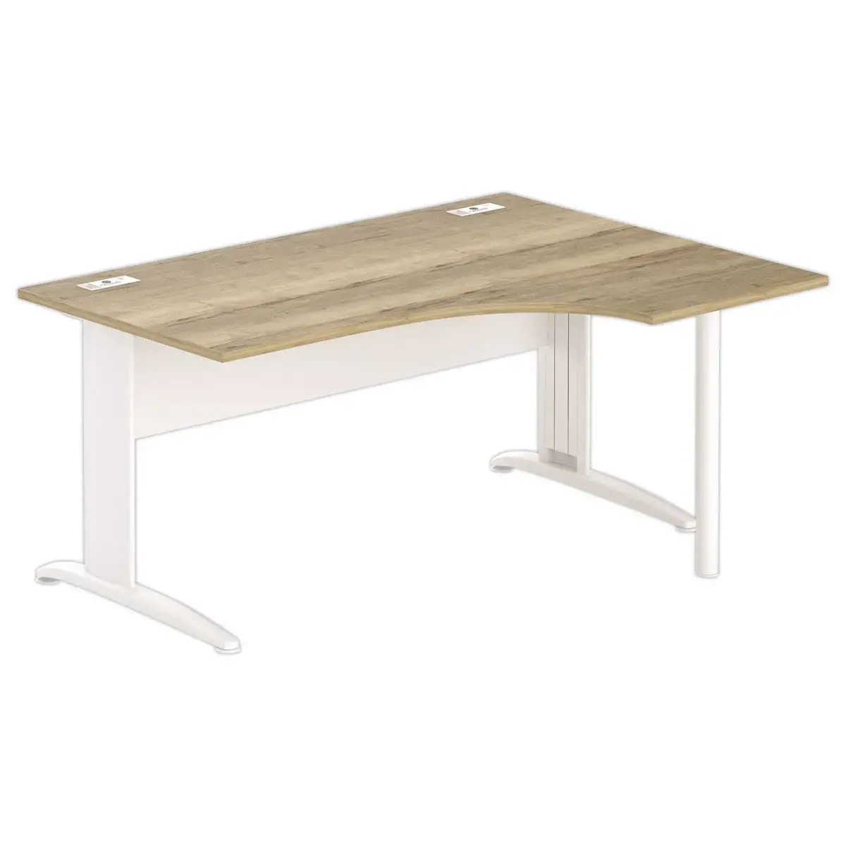 Bureau BUENOS AIRES compact retour à droite 160 x 80 Chêne veiné/blanc