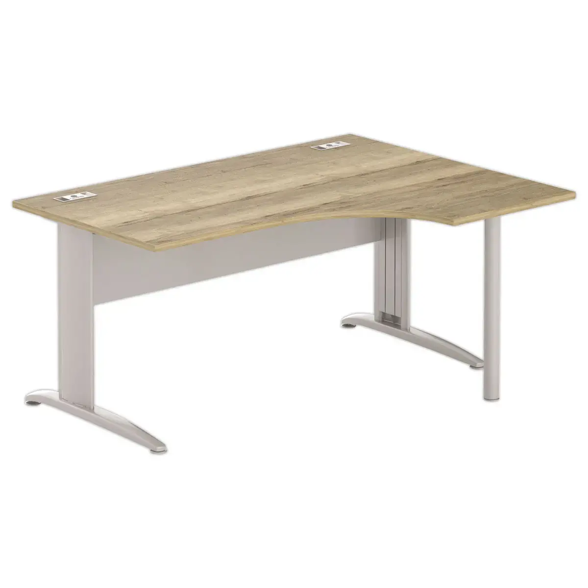 Bureau BUENOS AIRES compact retour &agrave; droite 160 x 80 ch&ecirc;ne vein&eacute;/alu 