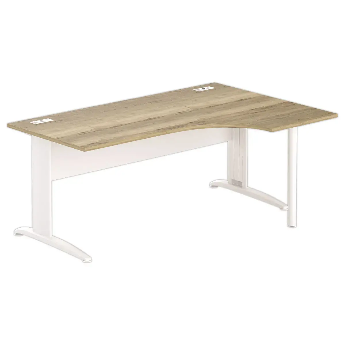 Bureau BUENOS AIRES compact retour &agrave; droite180 x 80 ch&ecirc;ne vein&eacute; /blanc 