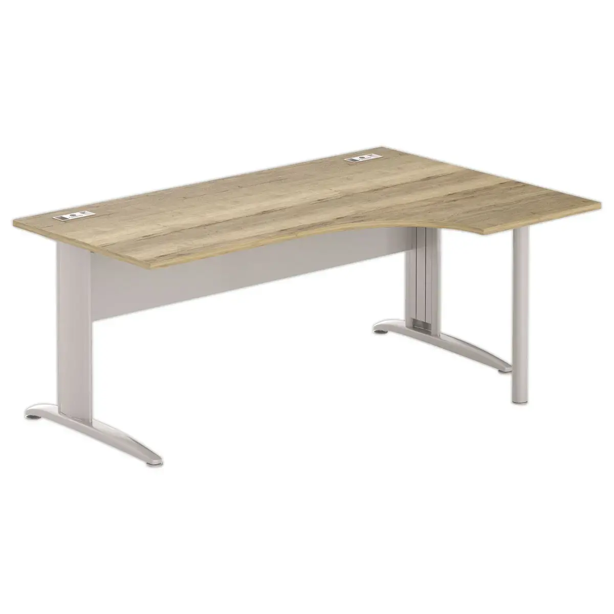Bureau BUENOS AIRES compact retour à droite 180 x 80 chêne veiné/alu