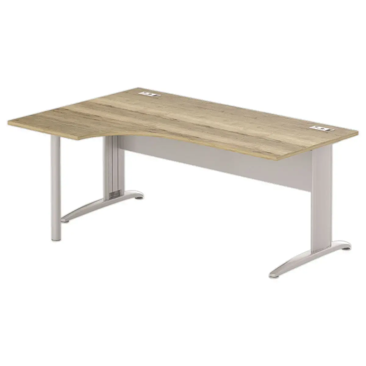 Bureau BUENOS AIRES compact retour à gauche 180 x 80 chêne veiné /alu