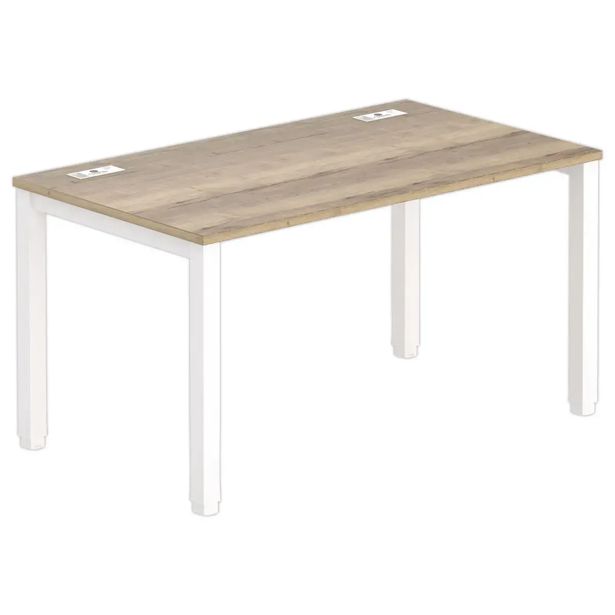 Bureau 140 x 80 ch&ecirc;ne vein&eacute; - pieds  blancs 