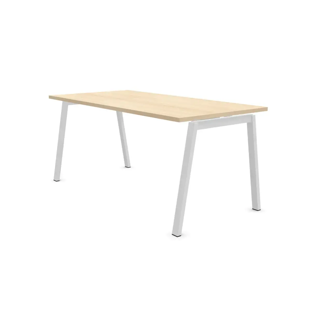 Bureau rectangulaire 160x80 Acacia clair / pi&eacute;t. Blanc BANGKOK 