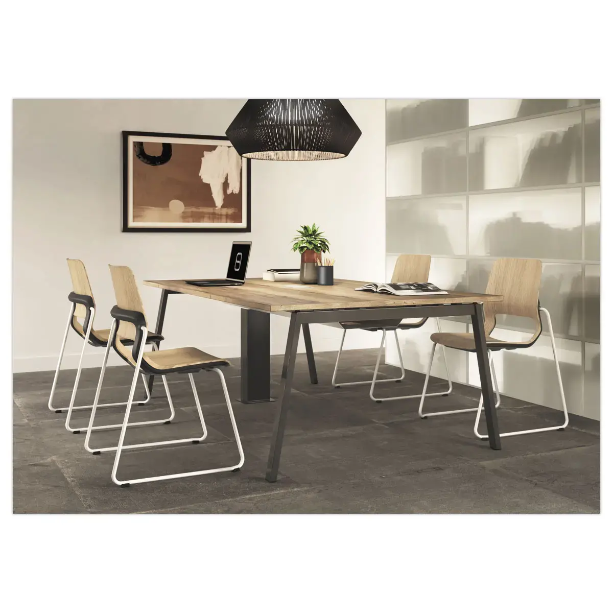 Table rectangulaire 200x120 Blanc / Piét.Blanc