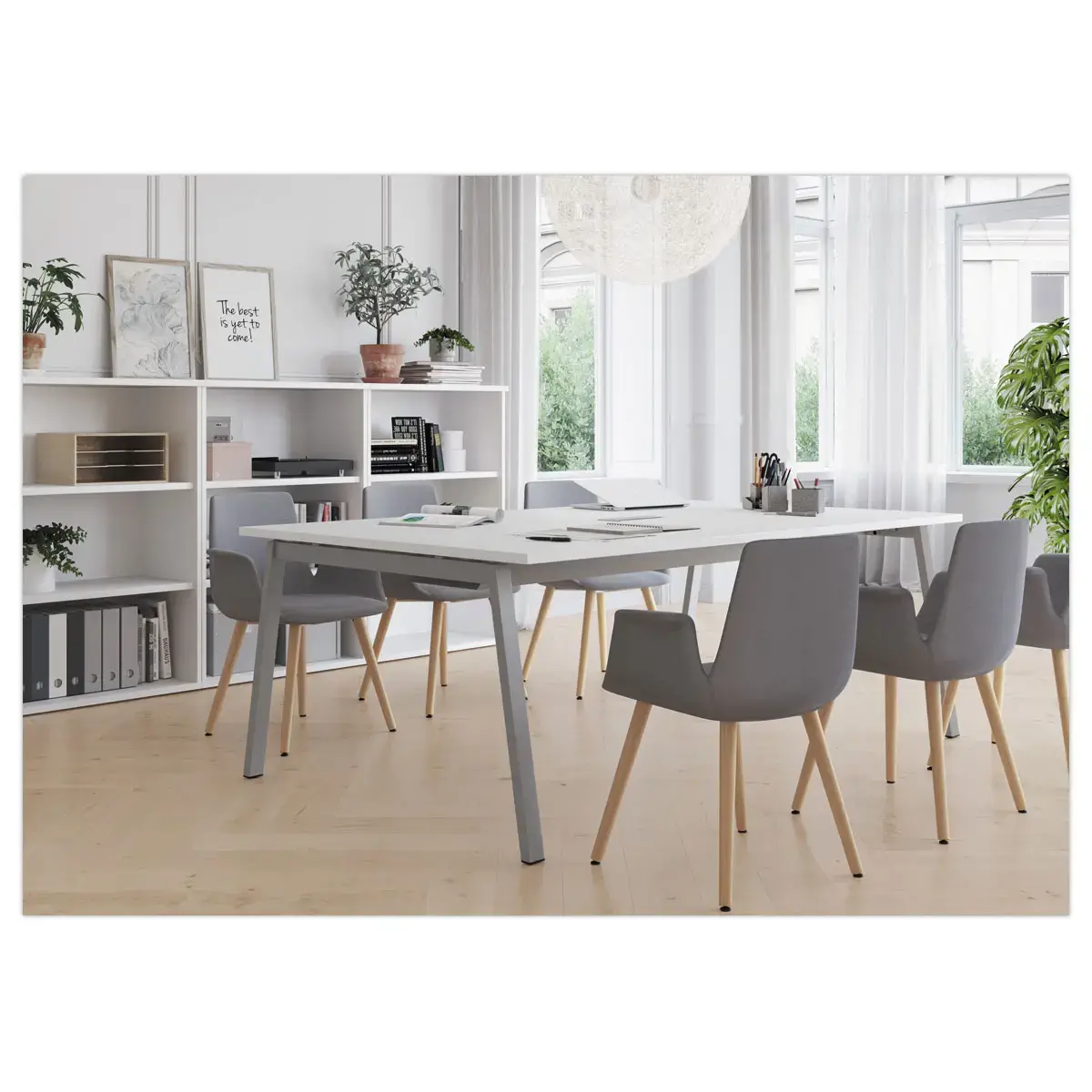 Table rectangulaire 200x120 Blanc / Piét.Blanc