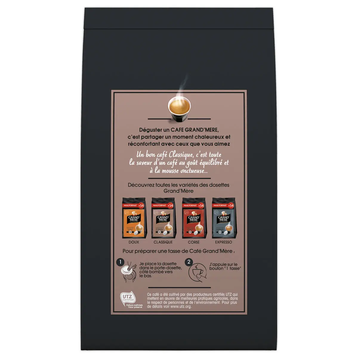54 Dosettes souples de café - Compatibles Senseo - Grand'Mère