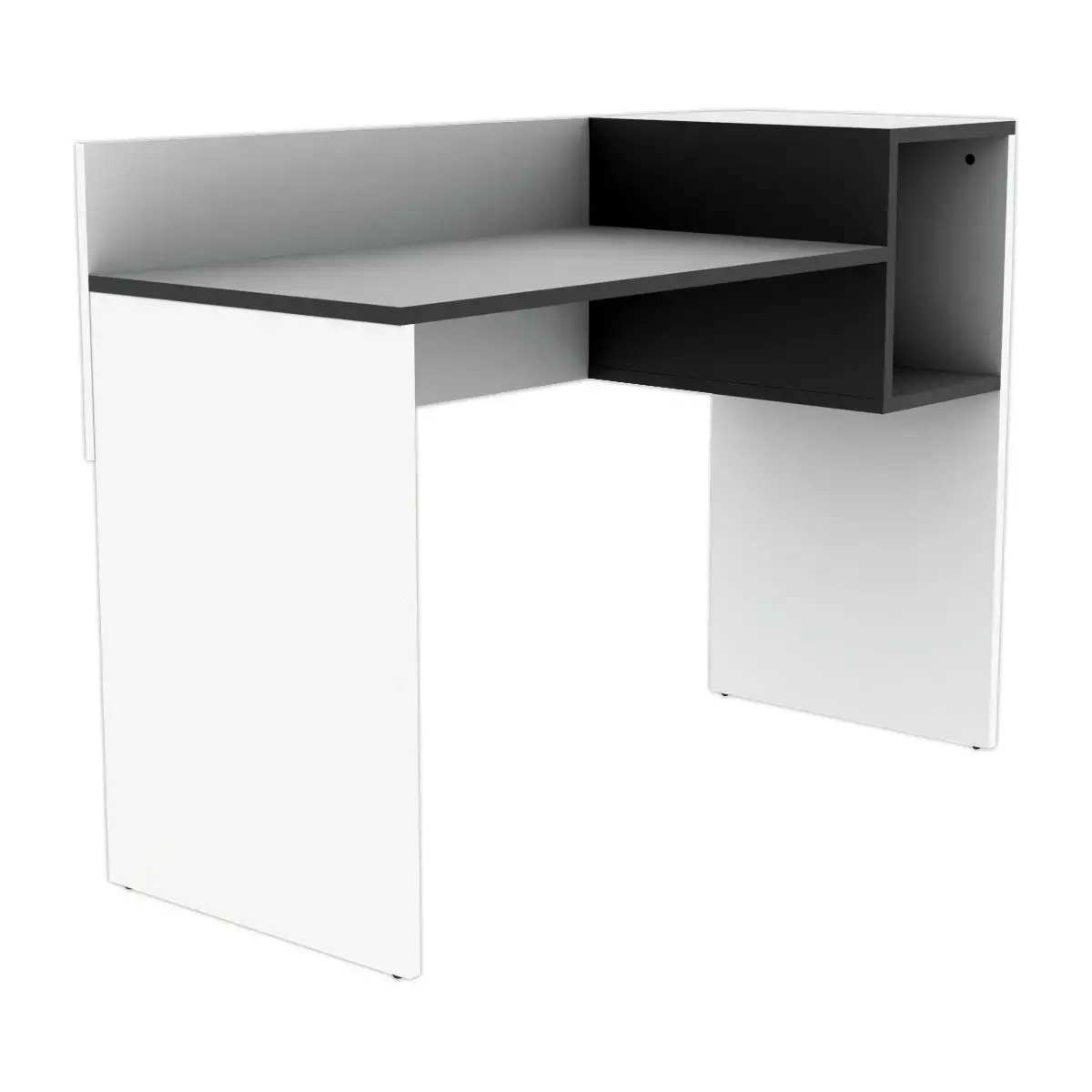 Bureau adapté pour le télétravail en mélaminé avec niche - L 121 cm