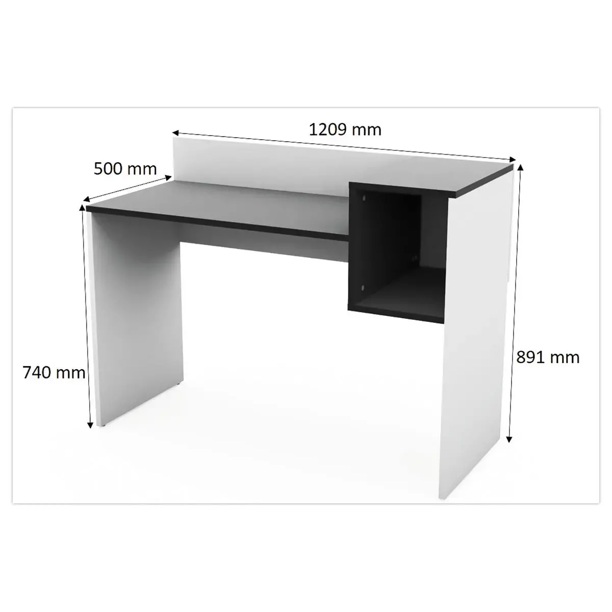 Bureau adapté pour le télétravail en mélaminé avec niche - L 121 cm