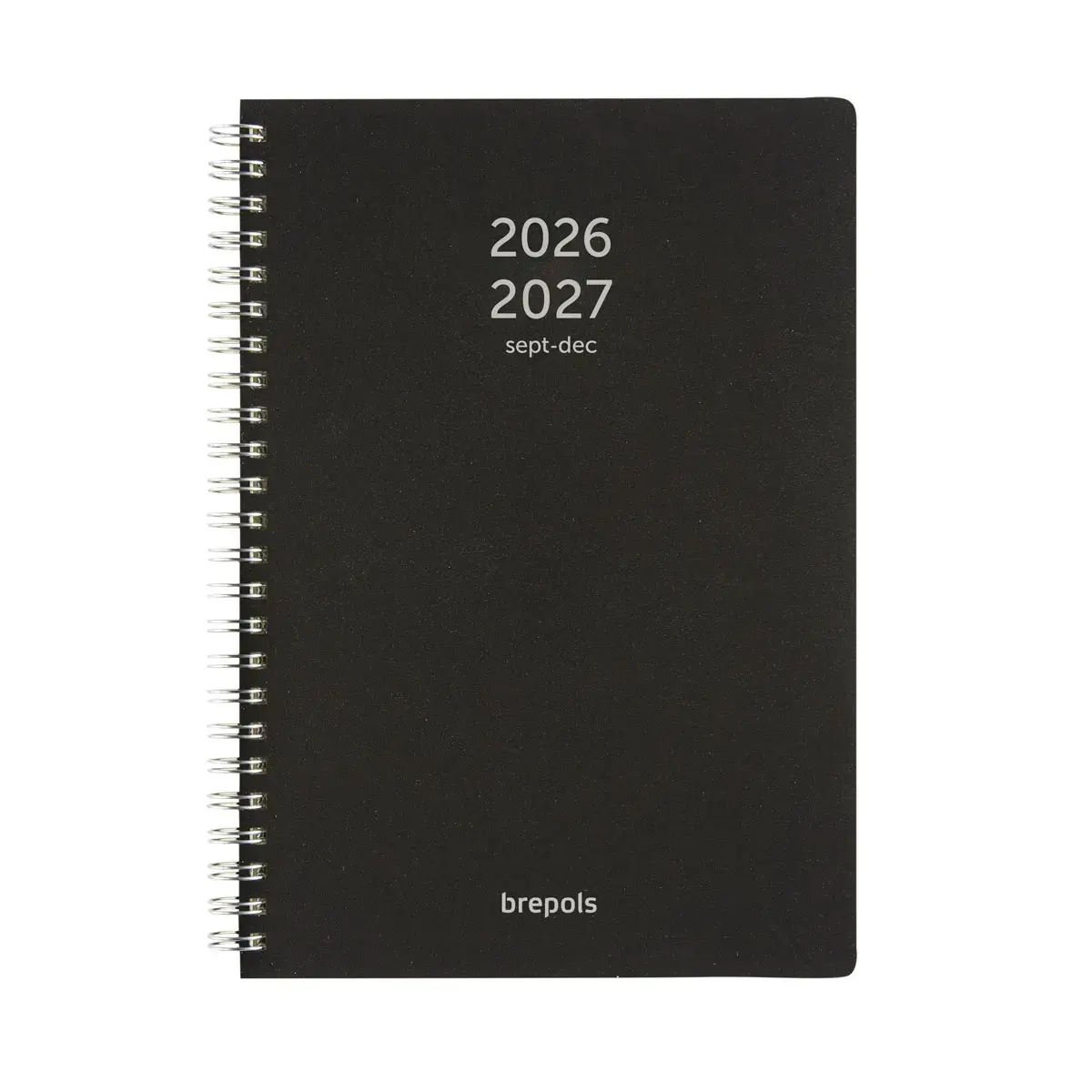 Agenda semainier à spirale - Ligne - 14,8 x 21cm - Noir - Septembre à décembre - BREPOLS