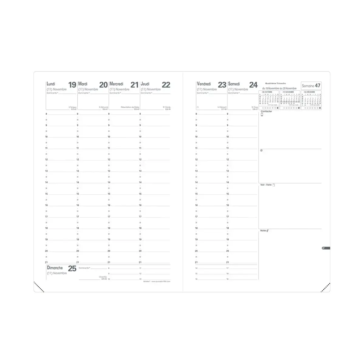 Agenda semainier Catalina - 16x24cm - Décembre à décembre - QUO VADIS