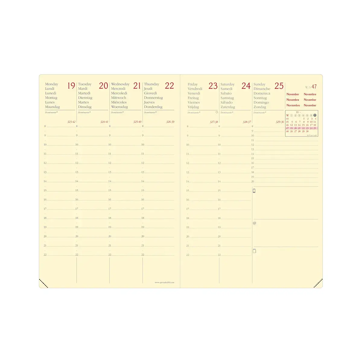 Agenda semainier Silk - 10x15cm - Bleu - Janvier à décembre - QUO VADIS