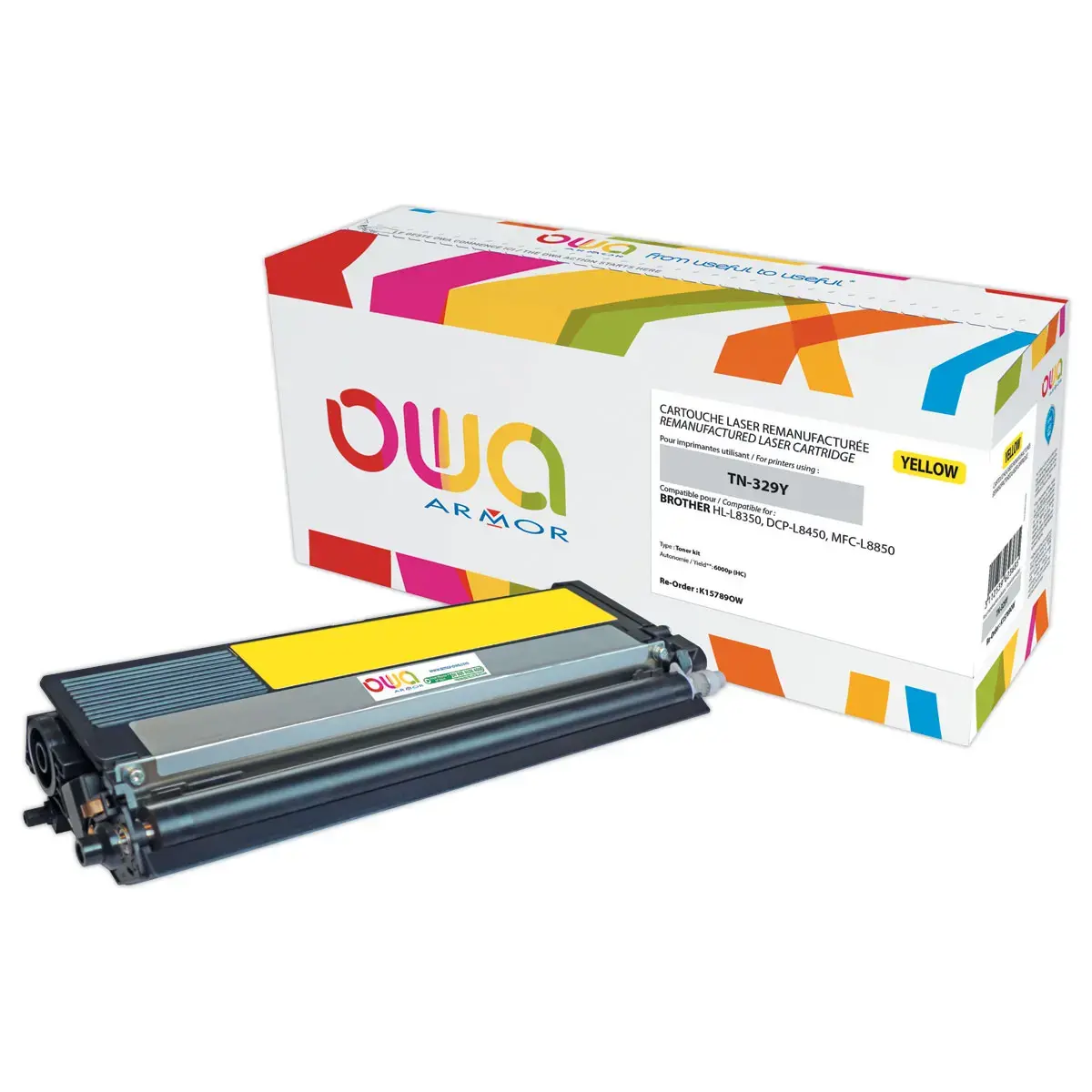 Toner éq. BROTHER TN-329Y - Haute capacité - Jaune - OWA