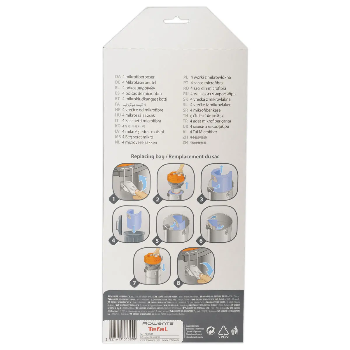 4 Sacs pour aspirateur ROWENTA ZR 70 