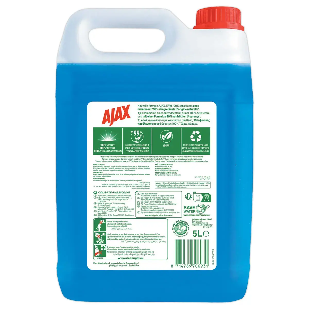 Nettoyant pour intérieurs et vitres AJAX bidon 5l