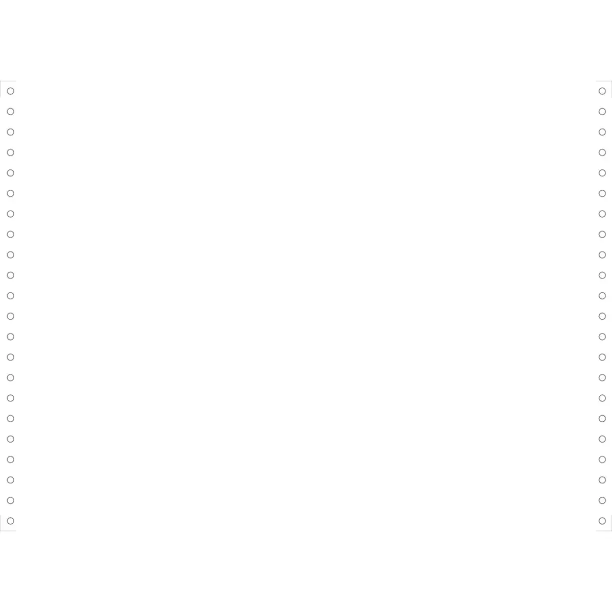 2000 Feuilles de listing blanc 380x11"" 1pli Bandes Caroll Détachables