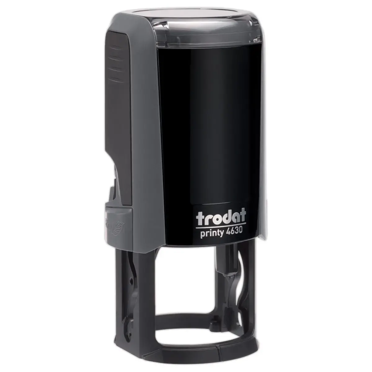 Timbre Printy personnalisable 4630 - Bo&icirc;tier gris - Encre noire - &Oslash;30 mm - 6 lignes max. 