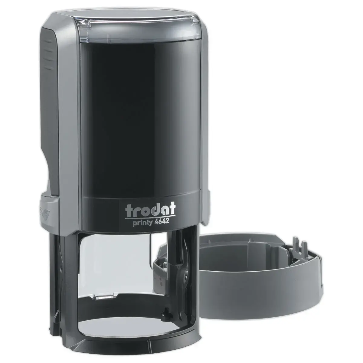 Timbre personnalisable Printy 4642 - Boitier gris - Encre noire -Ø42 mm - 8 lignes max.