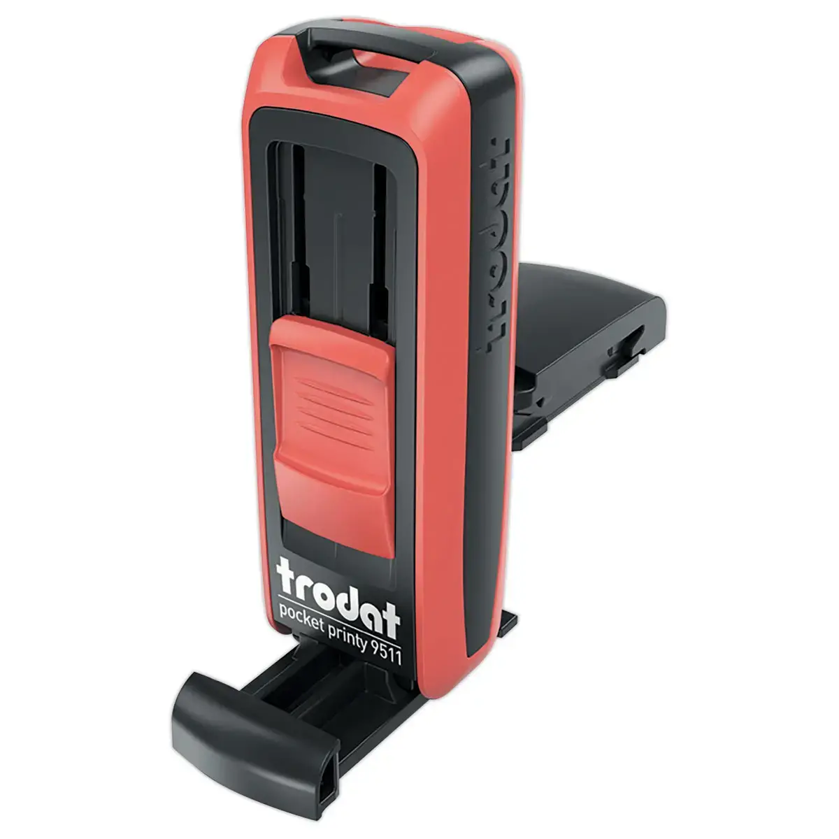 Timbre mobile personnalisable Printy 9511 - Bo&icirc;tier rouge - Encre noire - 38 x 14 mm - 4 lignes max 