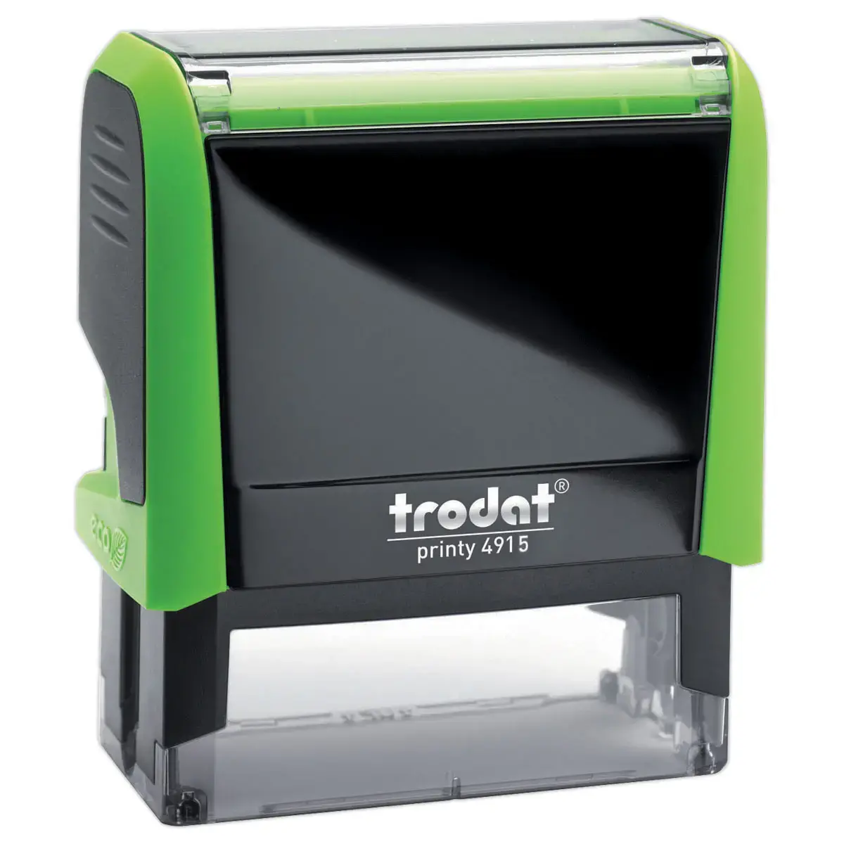Timbre personnalisable Printy 4915 - Boîtier vert - Encre noire - 70 x 25 mm - 7 lignes max.