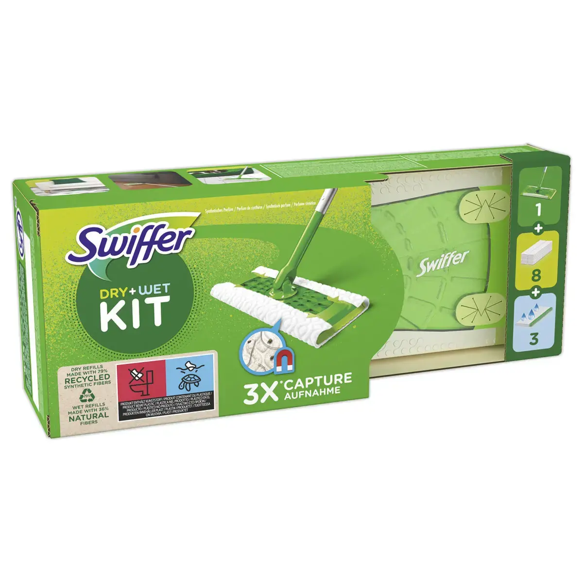 Balai attrape-poussière + lingettes (8 sèches & 3 humides) - SWIFFER