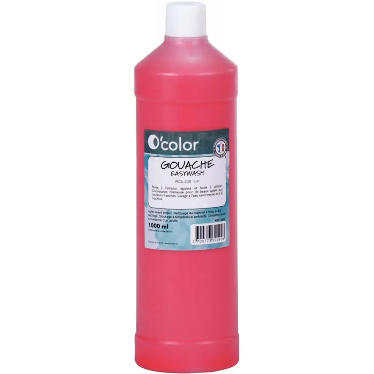 Flacon de 1 L de gouache liquide - Rouge - O'Color