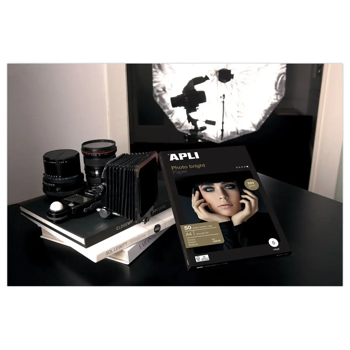50 Feuilles de papier photo APLI Photobright format A4 200 g brillant