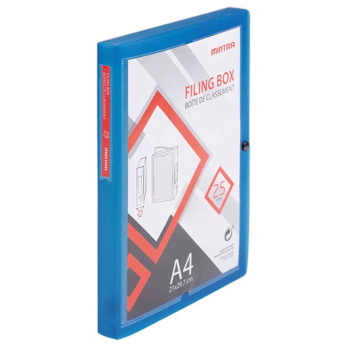 Bo&icirc;te valisette personnalisable  en polypropyl&egrave;ne A4 - Dos 2,5 cm 