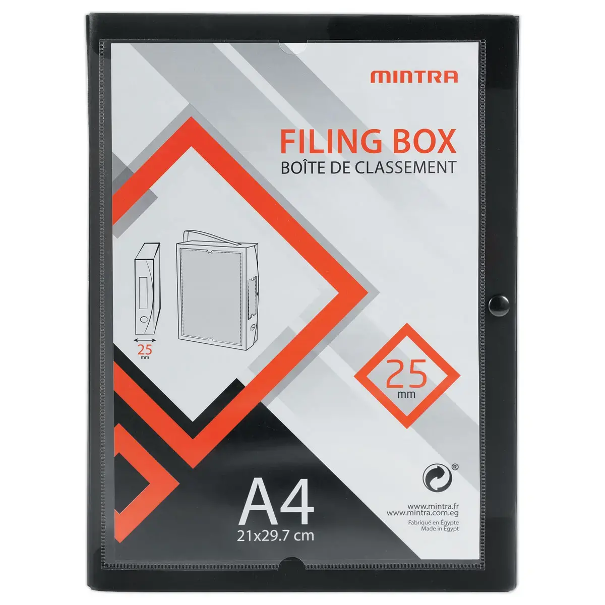 Boîte valisette personnalisable - polypropylène A4 - Dos 2,5 cm - noir - ACCESS