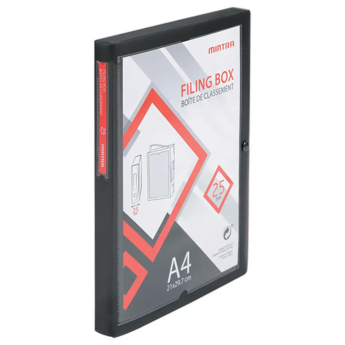 Boîte valisette personnalisable - polypropylène A4 - Dos 2,5 cm - noir - ACCESS