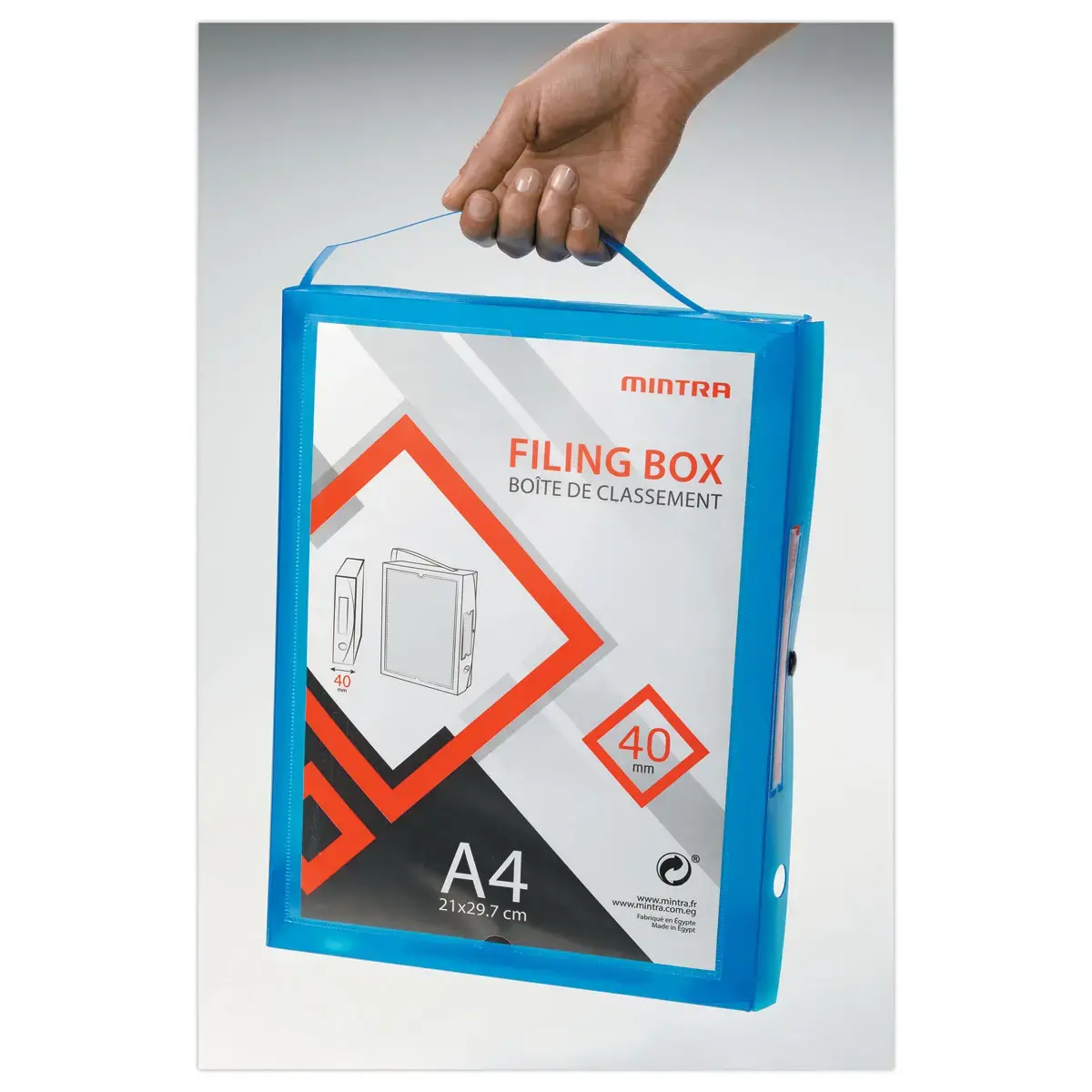 Boîte valisette personnalisable - polypropylène A4 - Dos 4 cm - bleu - ACCESS