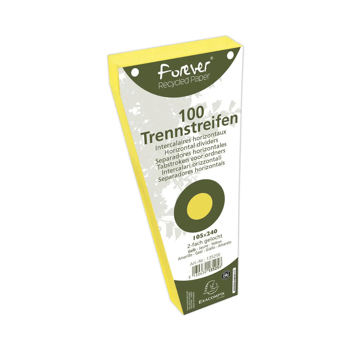 100 Intercalaires trap&egrave;ze perfor&eacute;es Forever - jaune - EXACOMPTA 